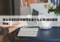 硅谷投资的区块链项目是什么公司[硅谷骗局揭秘]